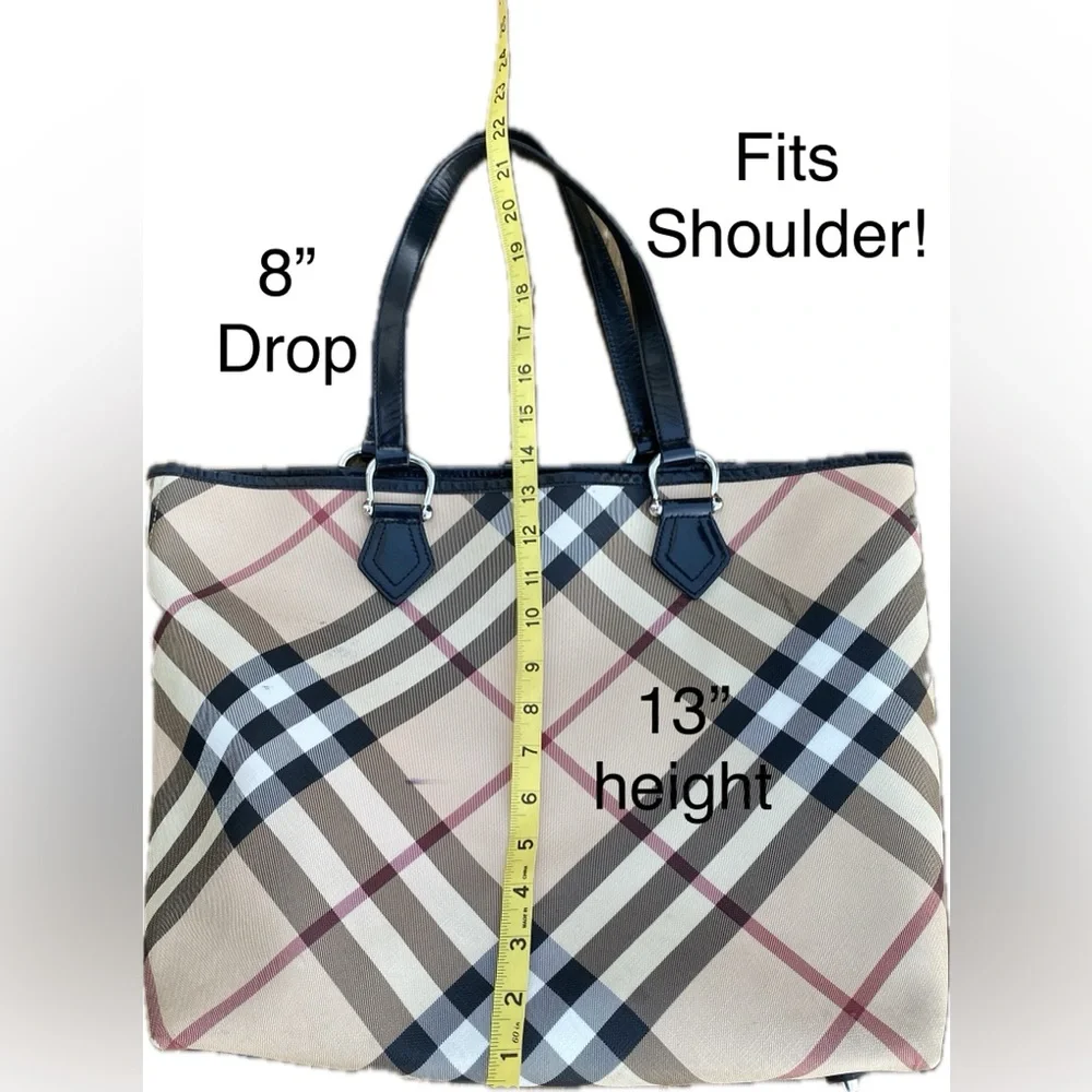 BURBERRY NOVA CHECK Shopper/Footed TOTE🔥HUGE!🔥PVC/Leather w/pouch🔥HOT ITEM!🔥 - Picture 10 of 15